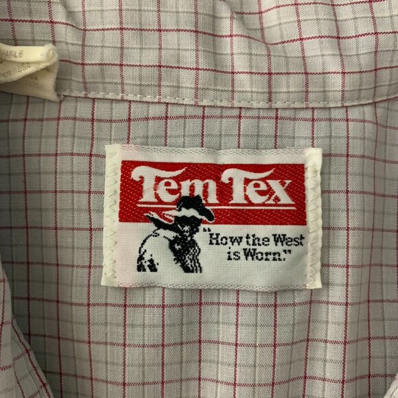 Vintage 80s Tem Tex Western Pearl Snap Shirt M Grey Check Long Sleeve Pockets - Picture 6 of 6